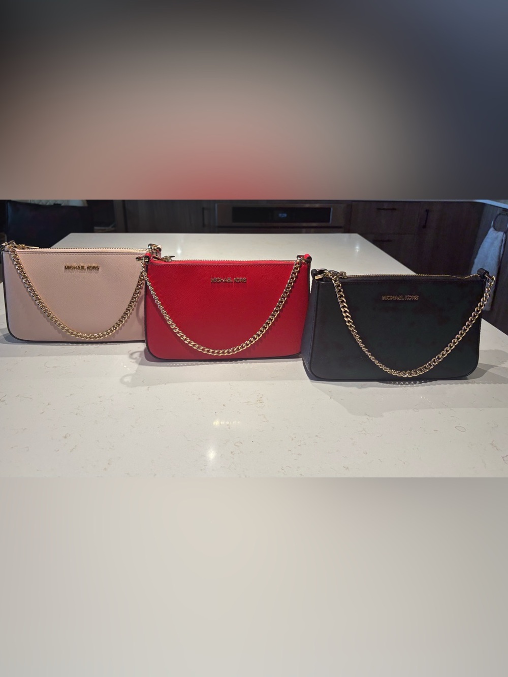 MICHEAL KORS 100% Leather, Powder Blush w/ Gold Accents, also red & black - Picture 8 of 11
